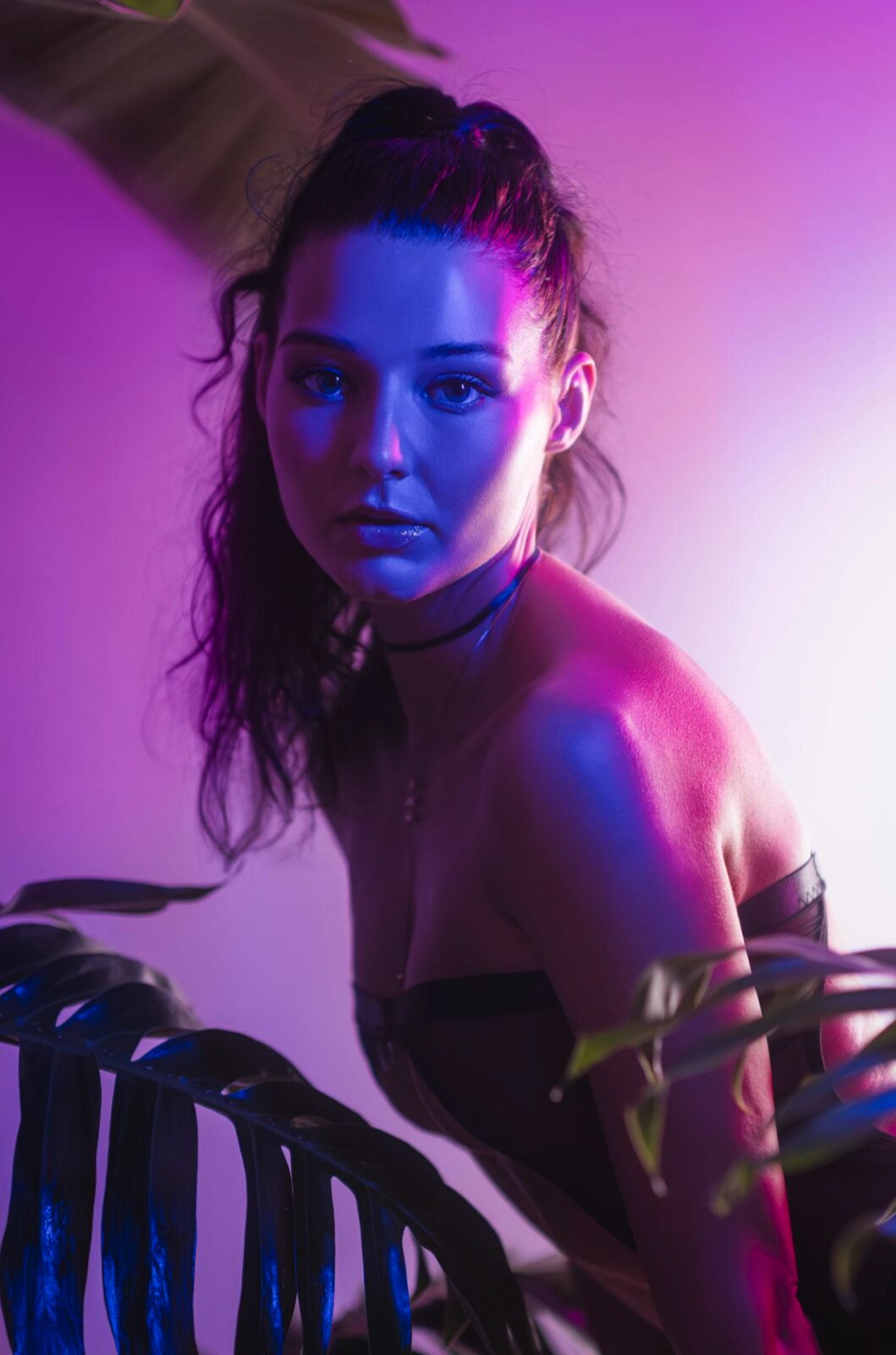 Magenta and blue light portrait