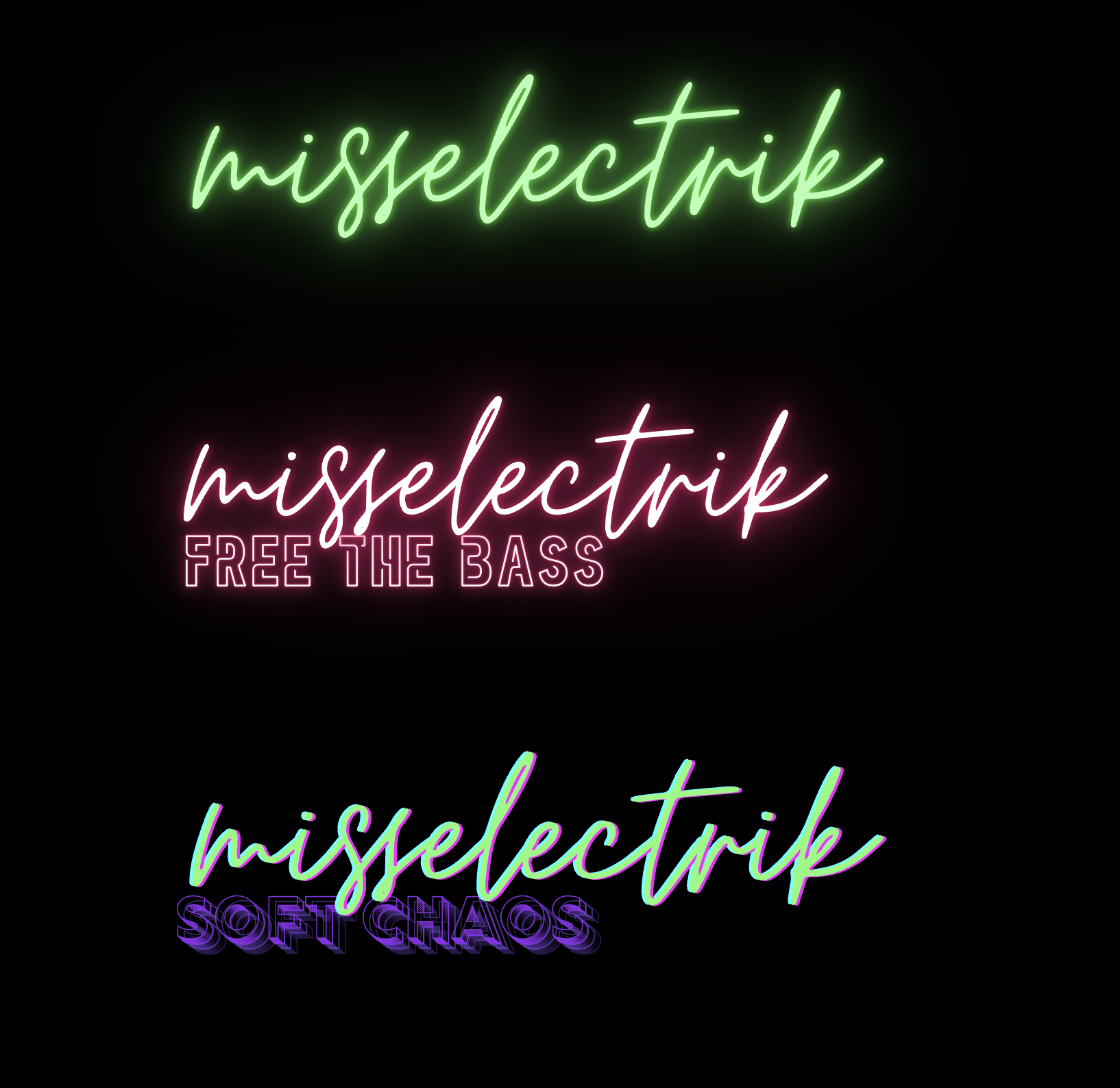 misselectrik neon script logo variations